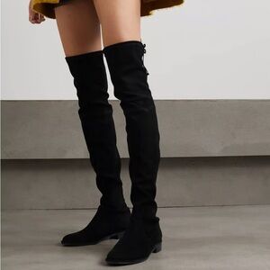 Stuart Weitzman black suede Lowland over-the-knee flat boots - size 7
